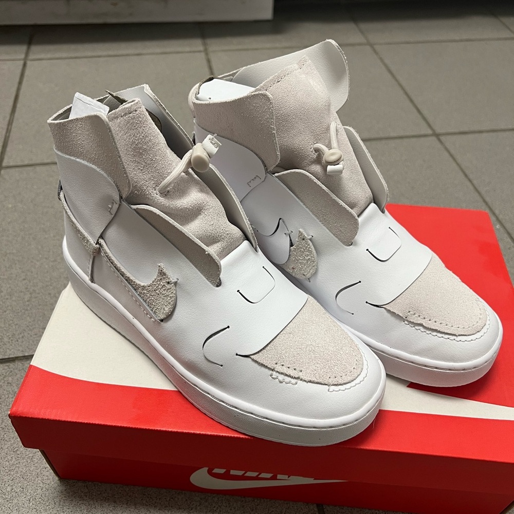Nike White and Cream High-Top Sneakers